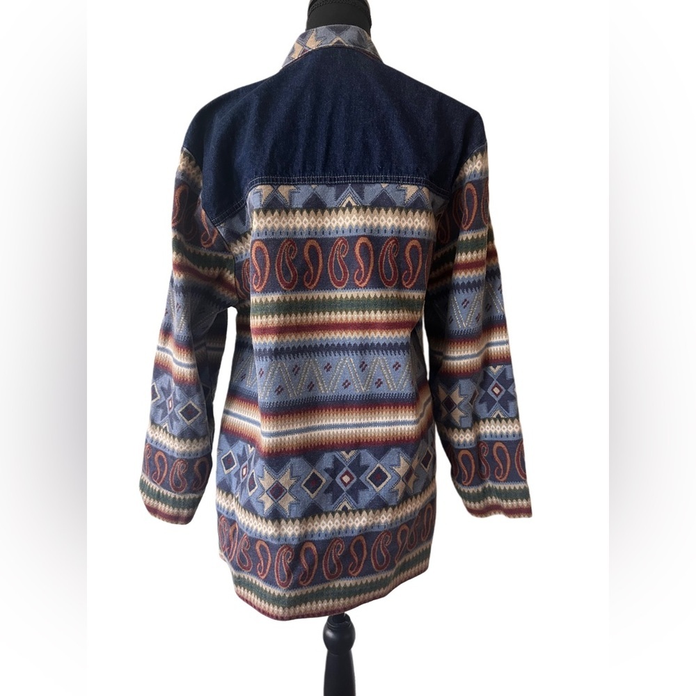 Vintage 90’s Backroad Blues Women's Multicolor Western Patterned Chore Jacket - Picture 2 of 2